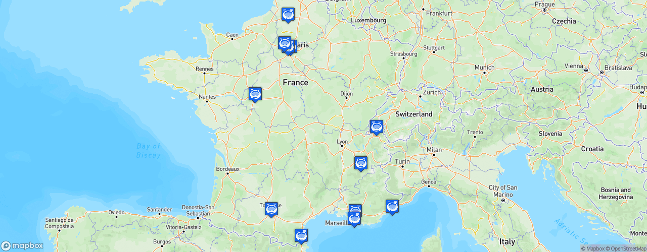 Static Map of FFFA D1 Elite - Saison 2023