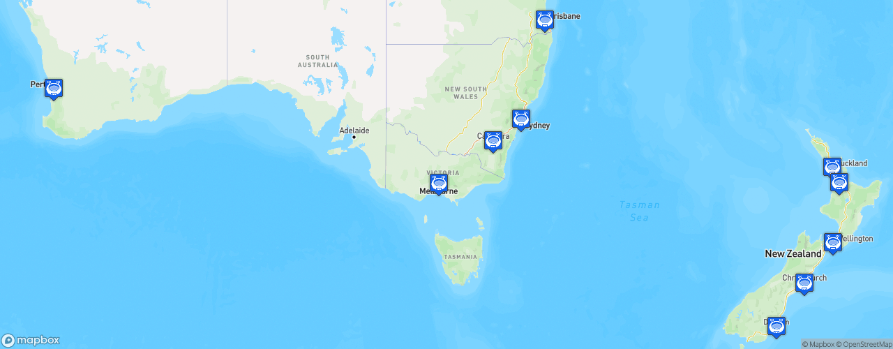 Static Map of Super Rugby - Saison 2023 - Super Rugby Pacific