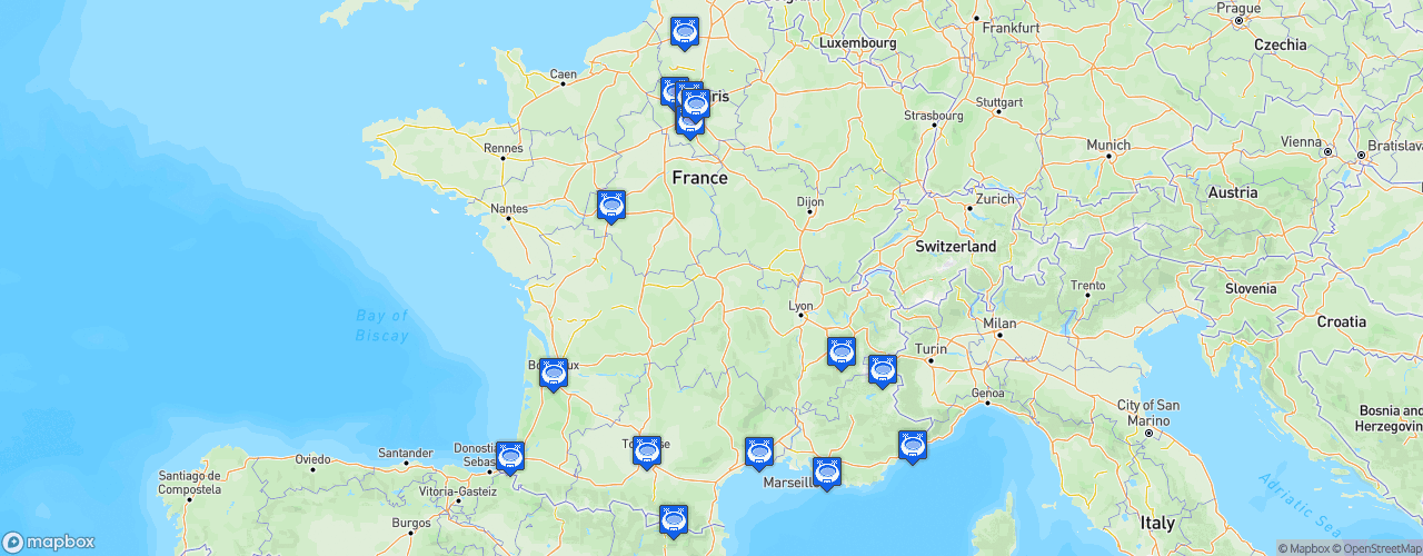 Static Map of Championnat de France de hockey sur glace - Féminin Elite - Saison 2022-2023