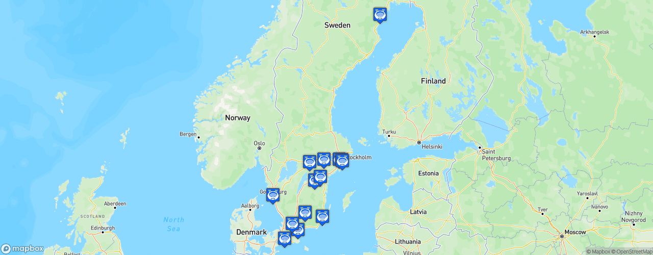 Static Map of Damallsvenskan - Saison 2023