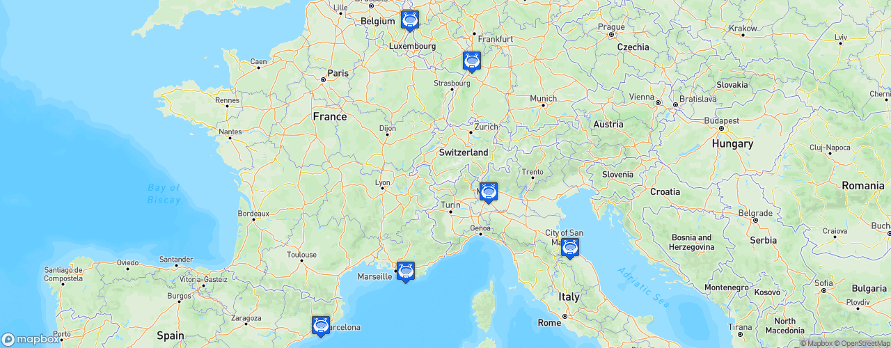 Static Map of GT4 European Series - Saison 2023