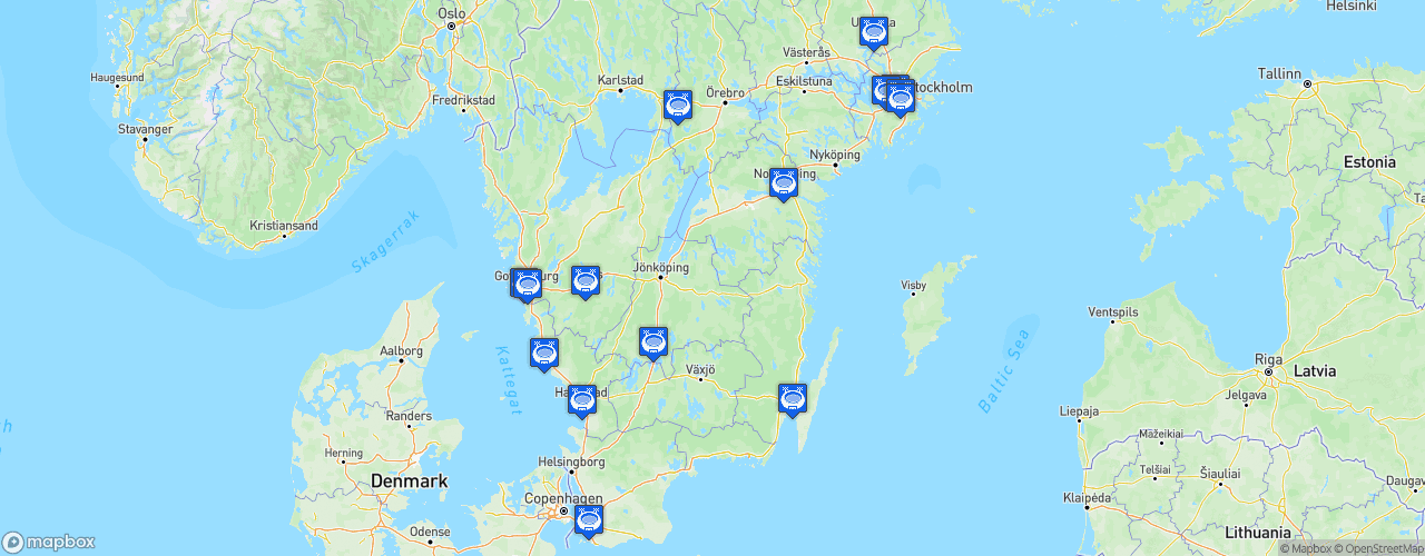 Static Map of Allsvenskan - Saison 2023 - UNIBET