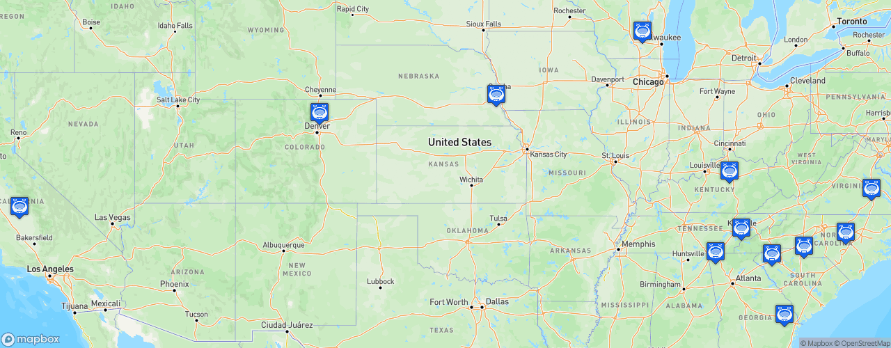 Static Map of USL League One - Saison 2023