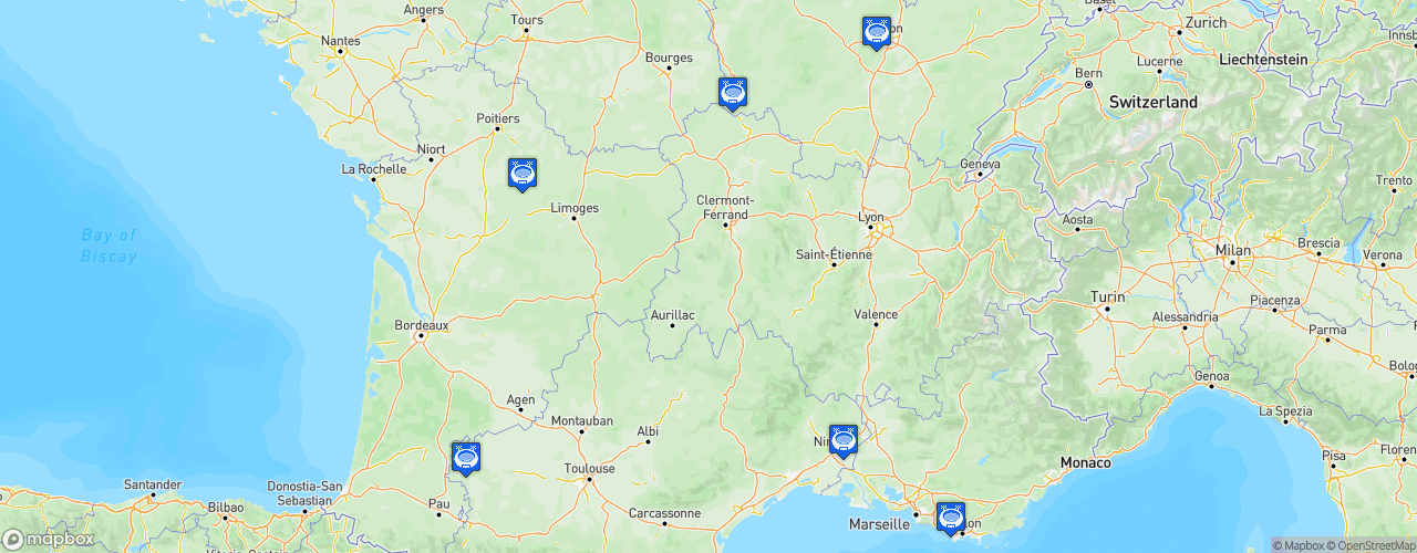 Static Map of Championnat de France FFSA GT - Saison 2023