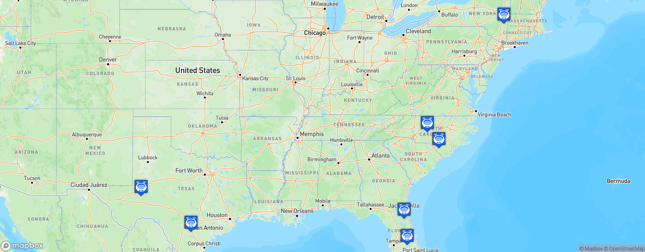 Static Map of National Arena League - Saison 2023