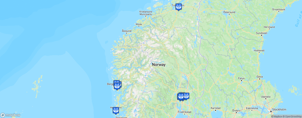 Static Map of Toppserien - Saison 2023