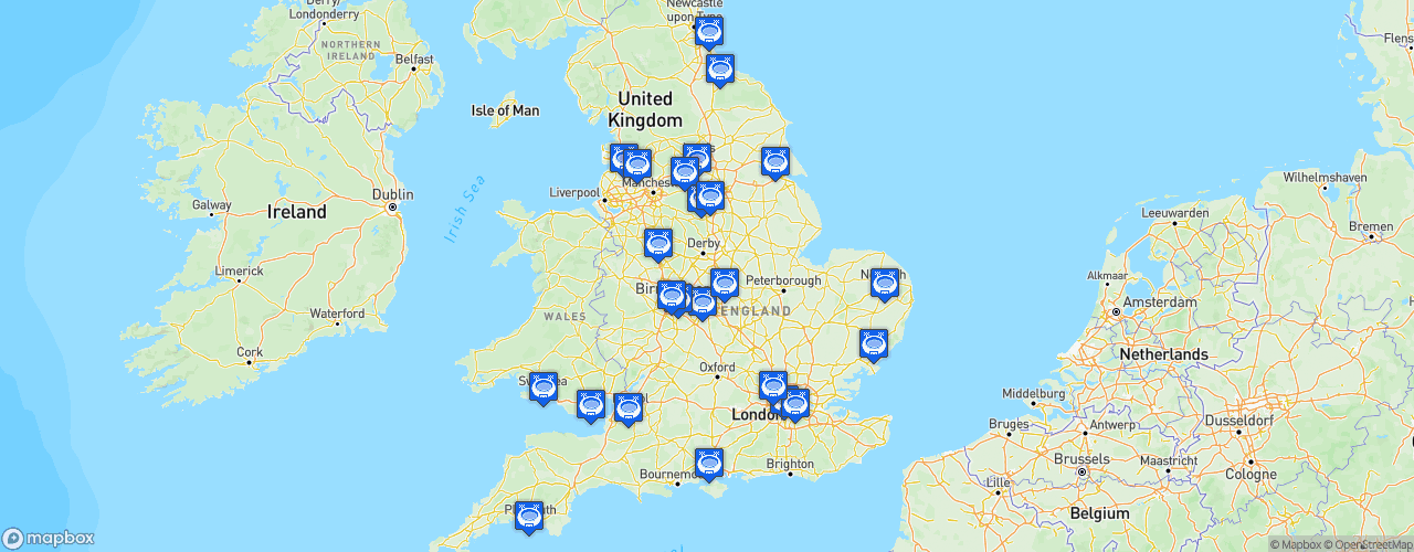 Static Map of EFL Championship - Saison 2023-2024 - Sky Bet Championship