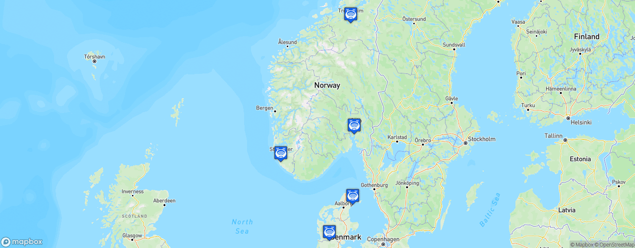Static Map of EHF Handball Women's Euro Norway - Denmark 2020