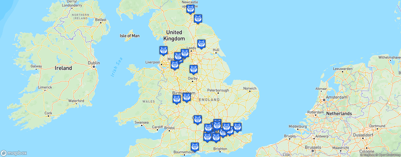 Static Map of The National League - Saison 2023-2024 - Vanarama