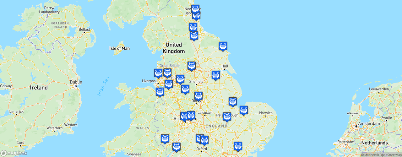 Static Map of The National League North - Saison 2023-2024 - Vanarama