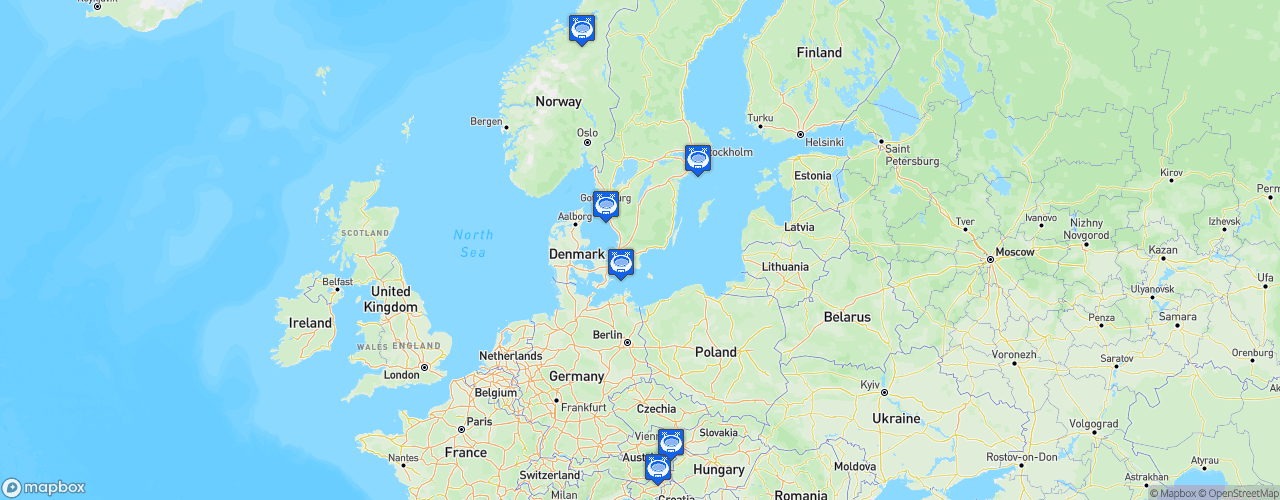 Static Map of EHF Handball Euro Sweden - Austria - Norway 2020