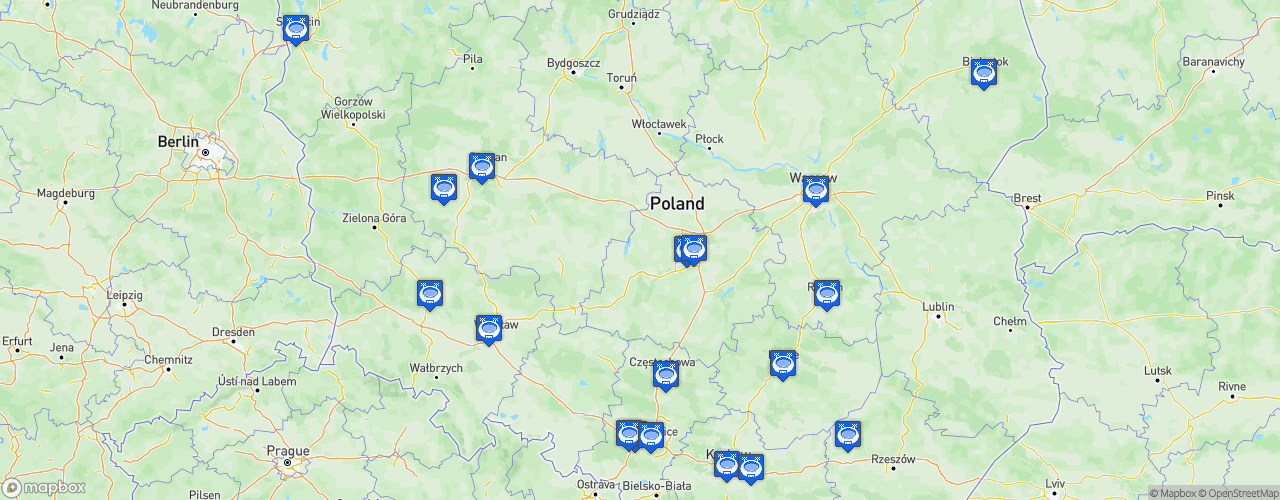 Static Map of Ekstraklasa - Saison 2023-2024 - PKO Ekstraklasa