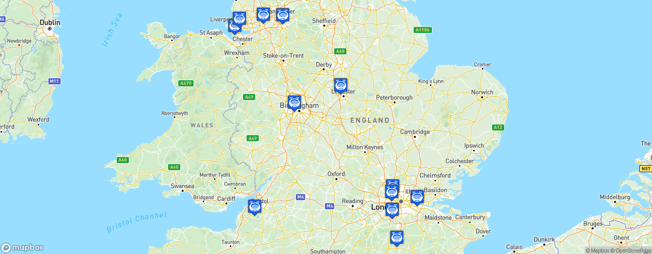 Static Map of FA Women's Super League - Saison 2023-2024