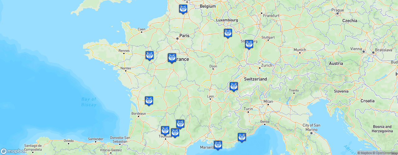 Static Map of FFF D2 Féminine - Saison 2023-2024