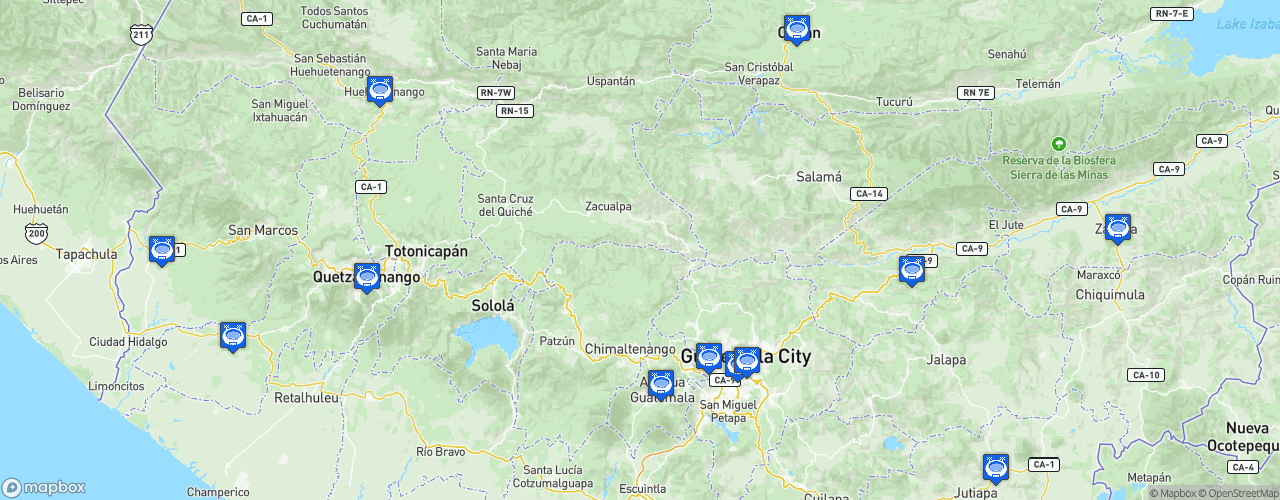 Static Map of Liga Nacional de Fútbol de Guatemala - Saison 2023-2024