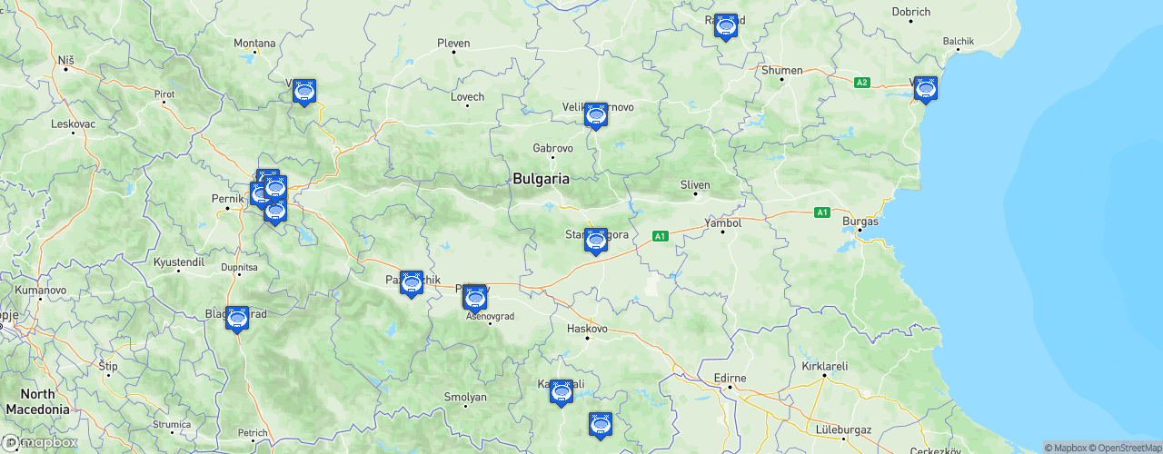 Static Map of Parva Liga - Saison 2023-2024 - efbet League