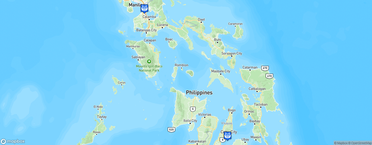 Static Map of Philippines Football League - Saison 2023-2024 - brought to you by Qatar Airways