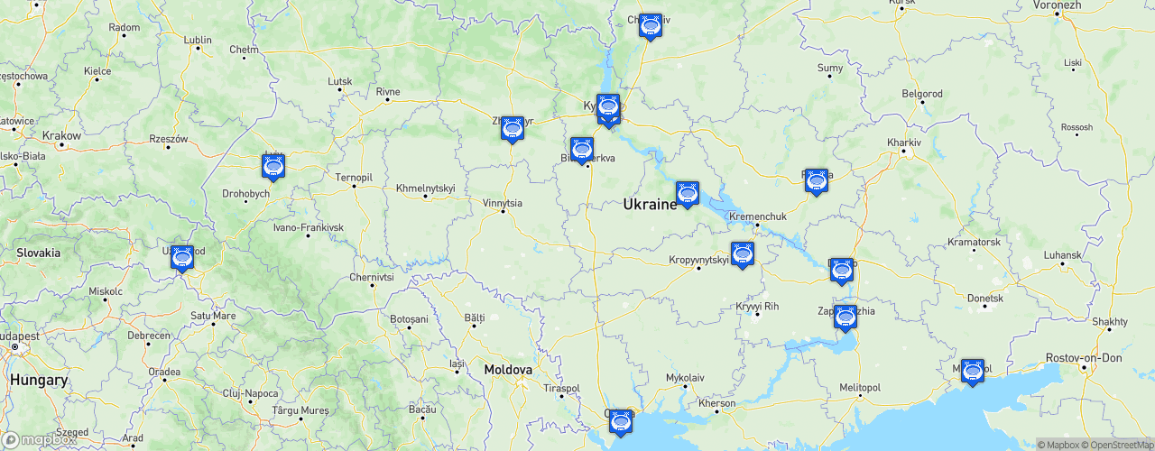 Static Map of Premier Liha - Saison 2023-2024 - VBet Liha