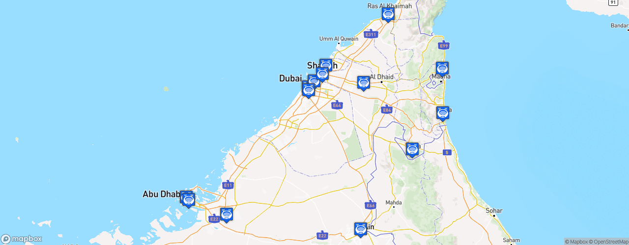 Static Map of UAE Pro League - Saison 2023-2024 - Arabian Gulf League