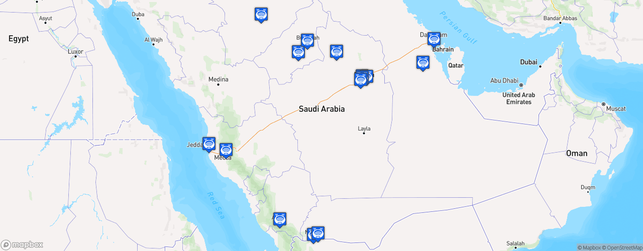 Static Map of Saudi Professional League - Saison 2023-2024 - Roshn Saudi League