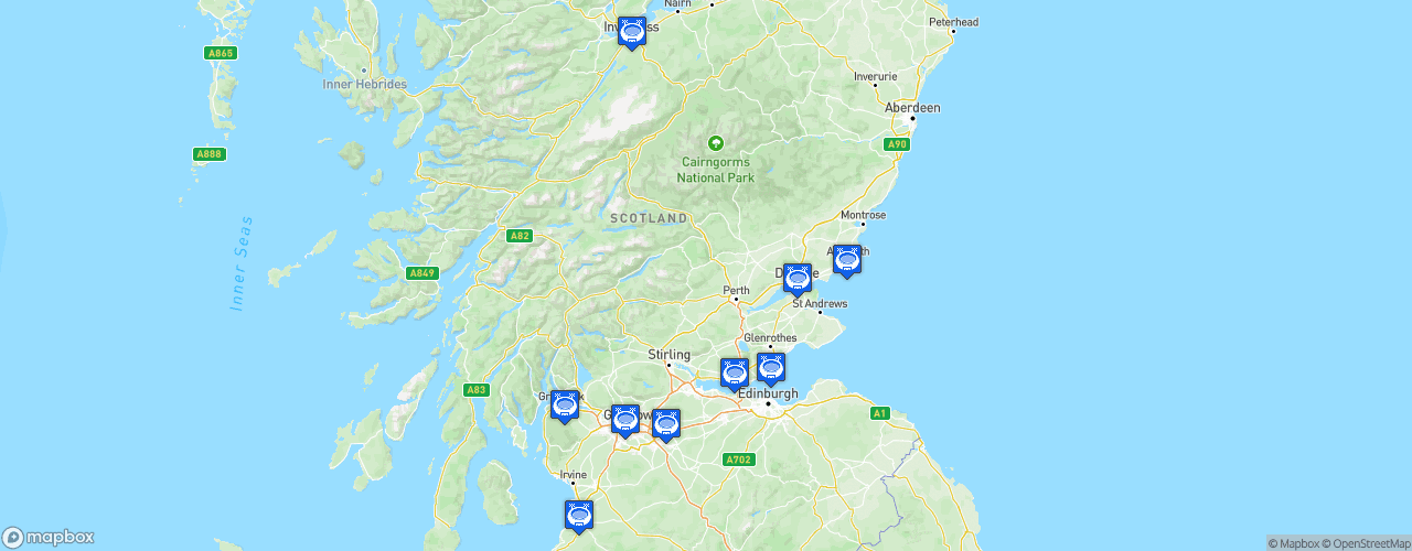 Static Map of Scottish Championship - Saison 2023-2024