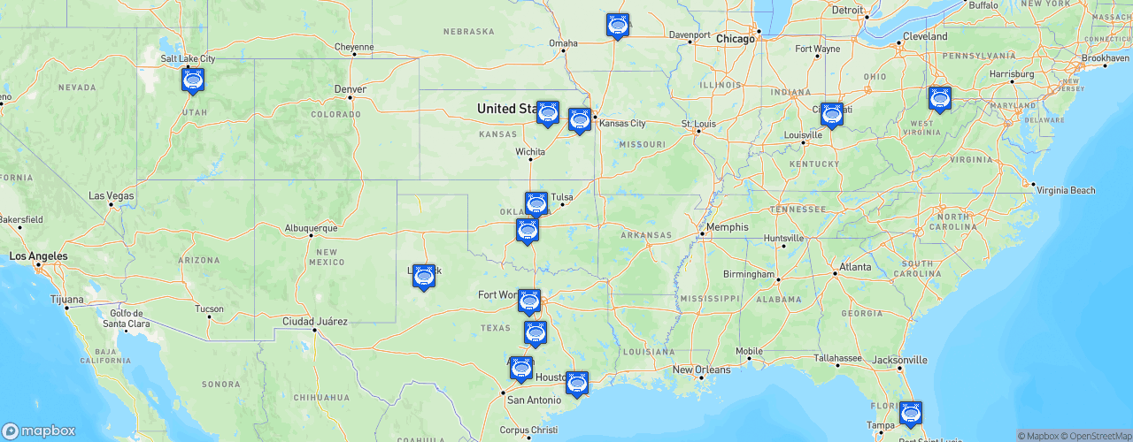 Static Map of Big 12 Conference Football - Saison 2023