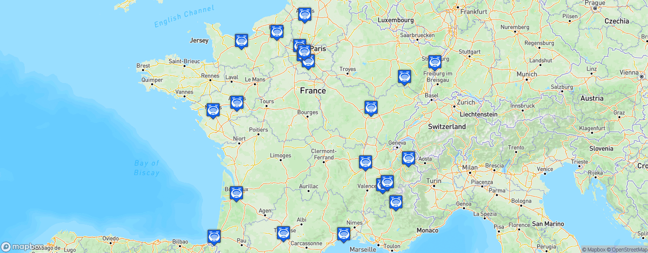 Static Map of Championnat de France de hockey sur glace - U17 Elite - Saison 2022-2023