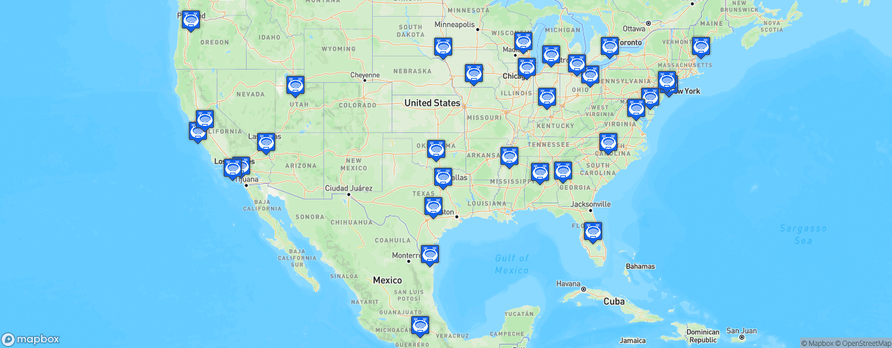 Static Map of NBA G League - Saison 2023-2024