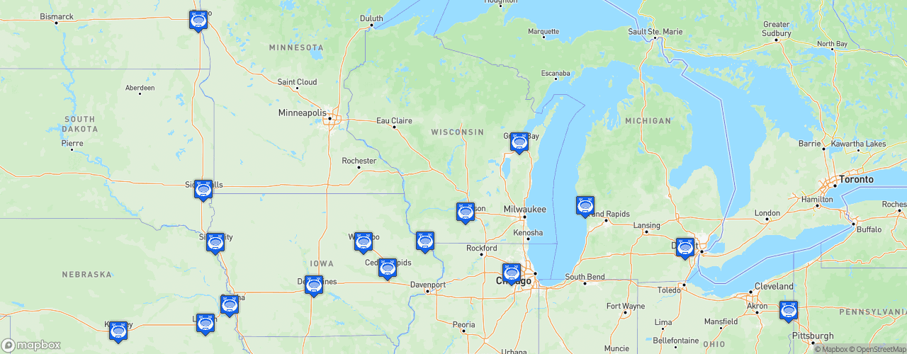 Static Map of United States Hockey League - Saison 2023-2024