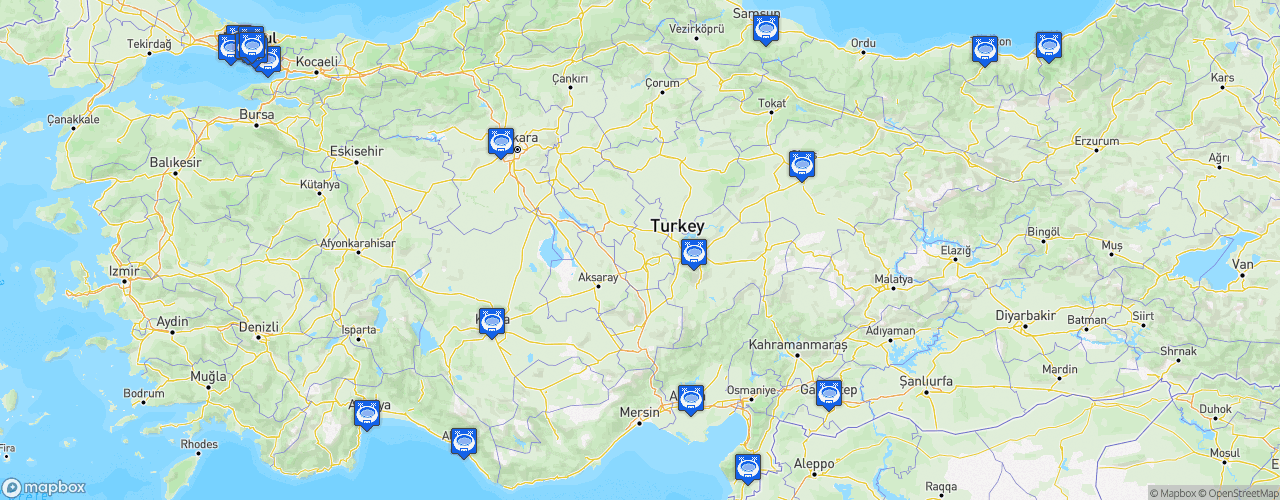 Static Map of Süper Lig - Saison 2023-2024 - Spor Toto Süper Lig