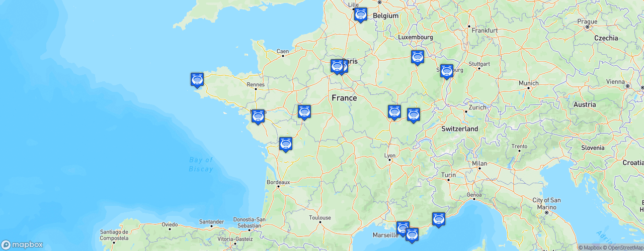 Static Map of Ligue Butagaz Énergie - Saison 2023-2024