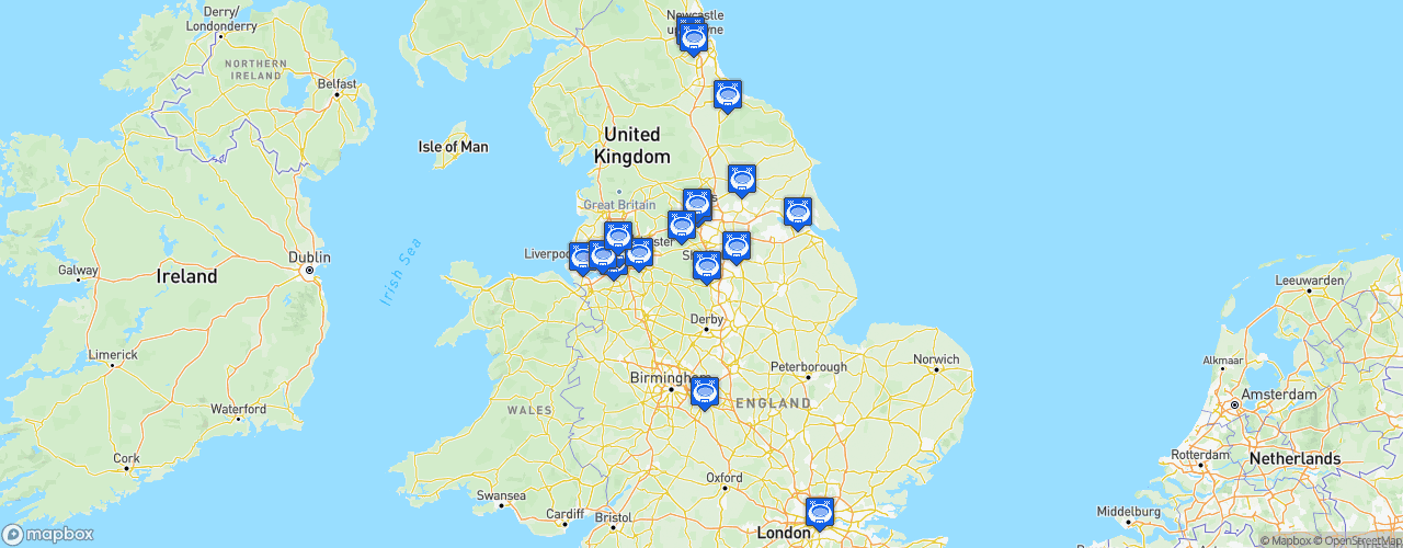 Static Map of Rugby League World Cup England 2021