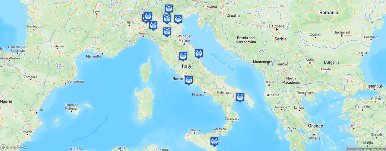 Static Map of Lega Pallavolo Serie A - Saison 2023-2024