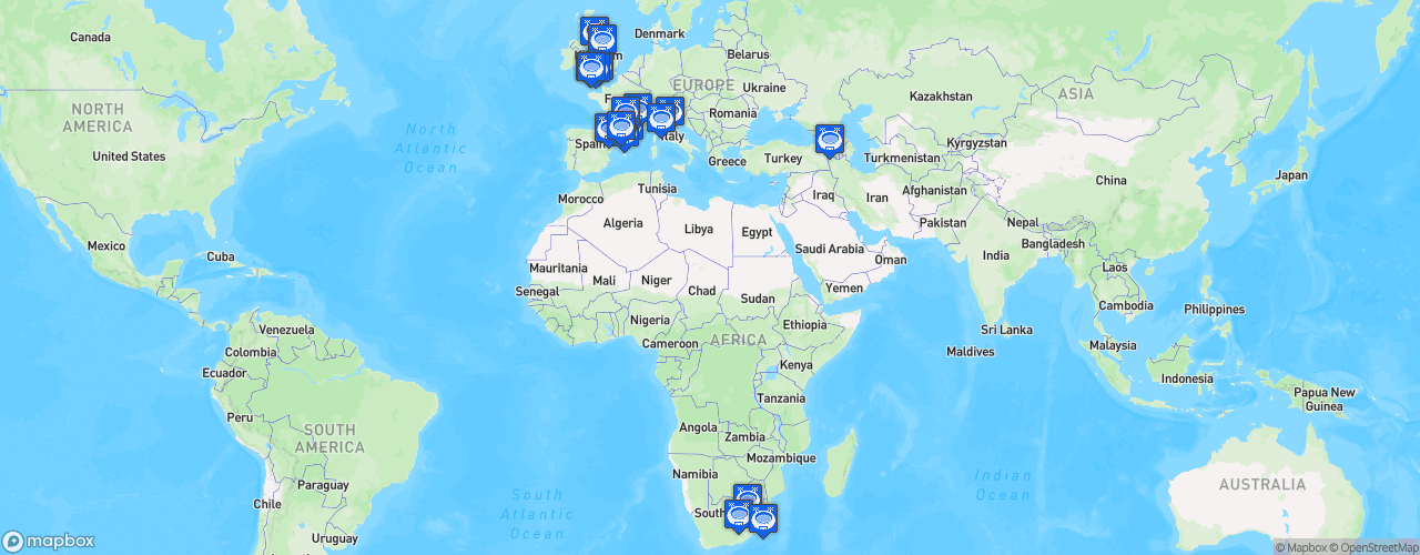 Static Map of EPCR Challenge Cup - Saison 2023-2024