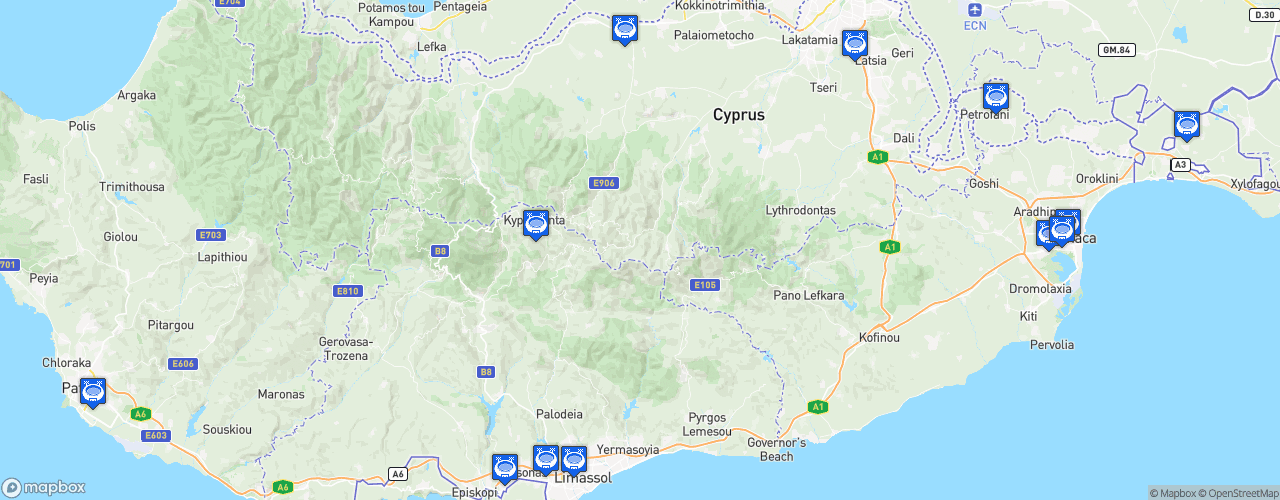 Static Map of Cypriot First Division - Saison 2023-2024 - Cyta