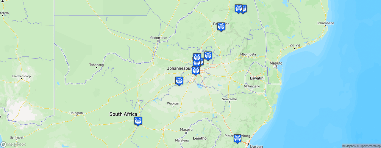 Static Map of South African National First Division - Saison 2023-2024 - Motsepe Foundation Championship