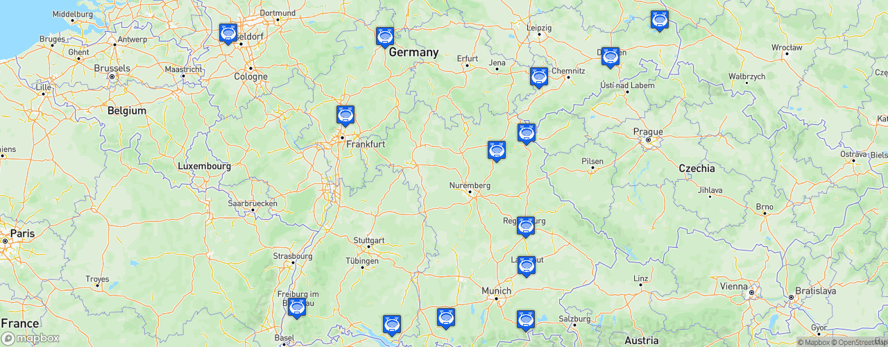 Static Map of DEL 2 - Saison 2023-2024