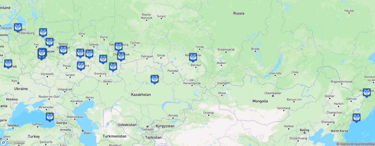 Static Map of Kontinental Hockey League - Saison 2023-2024