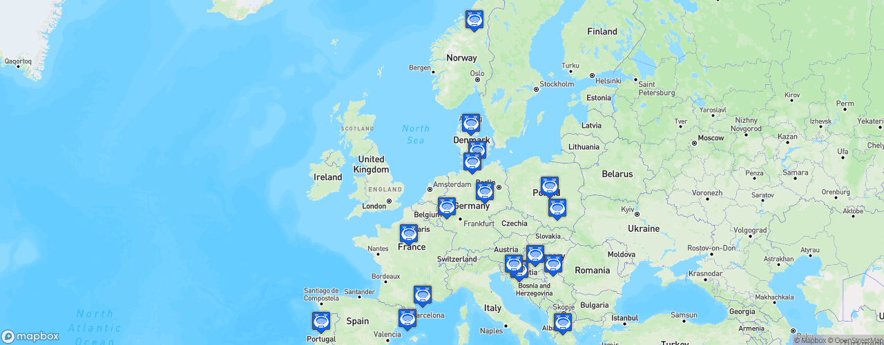 Static Map of EHF Champions League - Saison 2023-2024