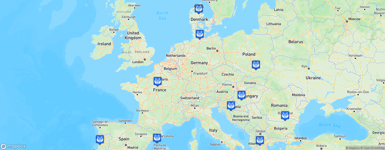 Static Map of Champions des compétitions nationales EHF - Saison 2022-2023