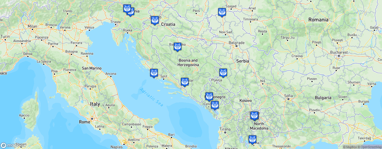 Static Map of ABA League 2 - Saison 2023-2024