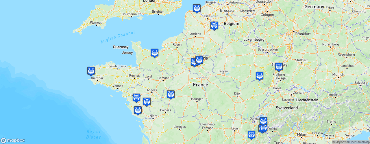 Static Map of Championnat de France de hockey sur glace - Division 1 - Saison 2023-2024
