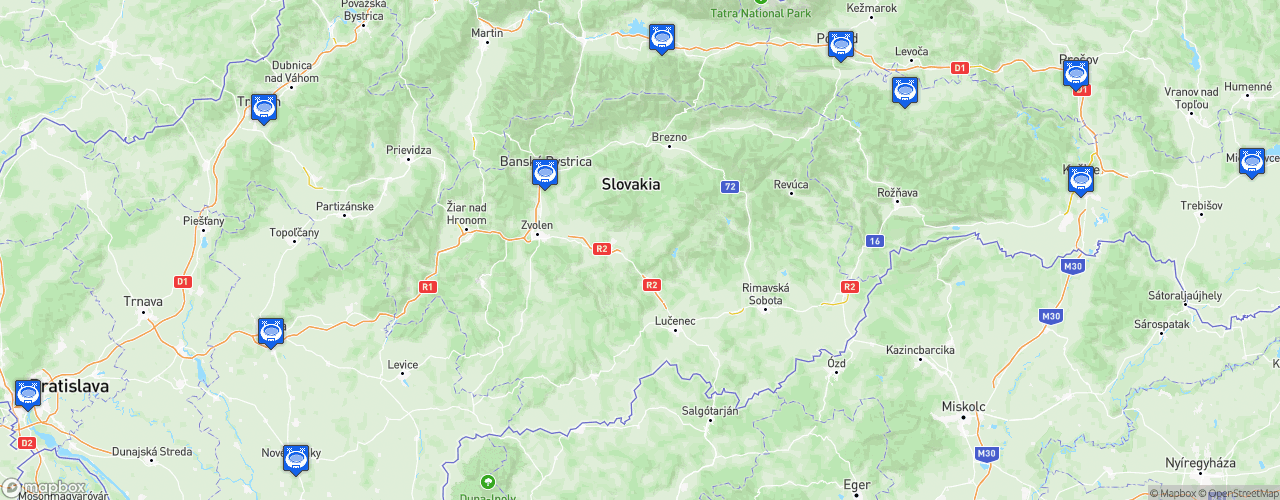 Static Map of Slovak Extraliga - Saison 2023-2024 - Tipos Extraliga