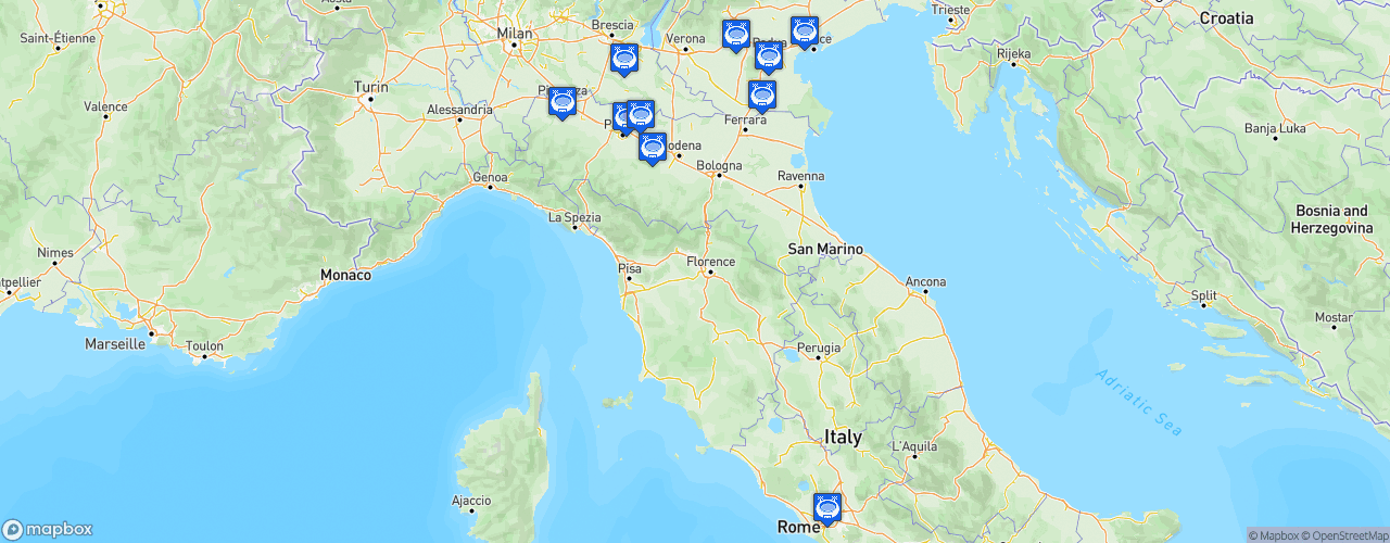 Static Map of Serie A Élite Maschile - Saison 2023-2024