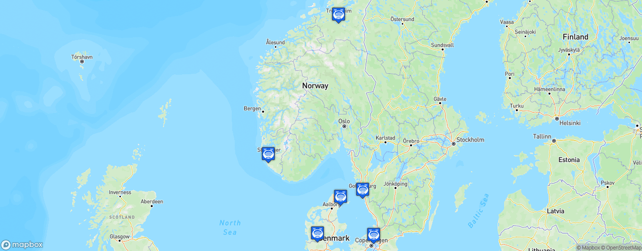 Static Map of IHF Handball Women's World Championship Denmark-Norway-Sweden 2023