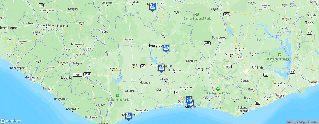 Static Map of Coupe d’Afrique des nations de football Côté d’Ivoire 2023