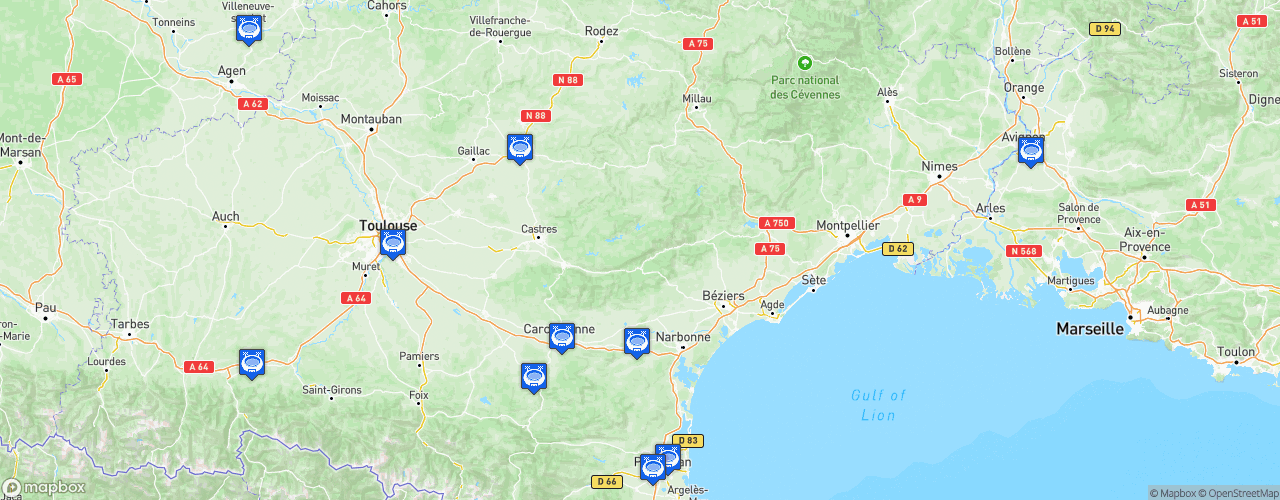 Static Map of Ligue Elite Rugby XIII - Saison 2023-2024