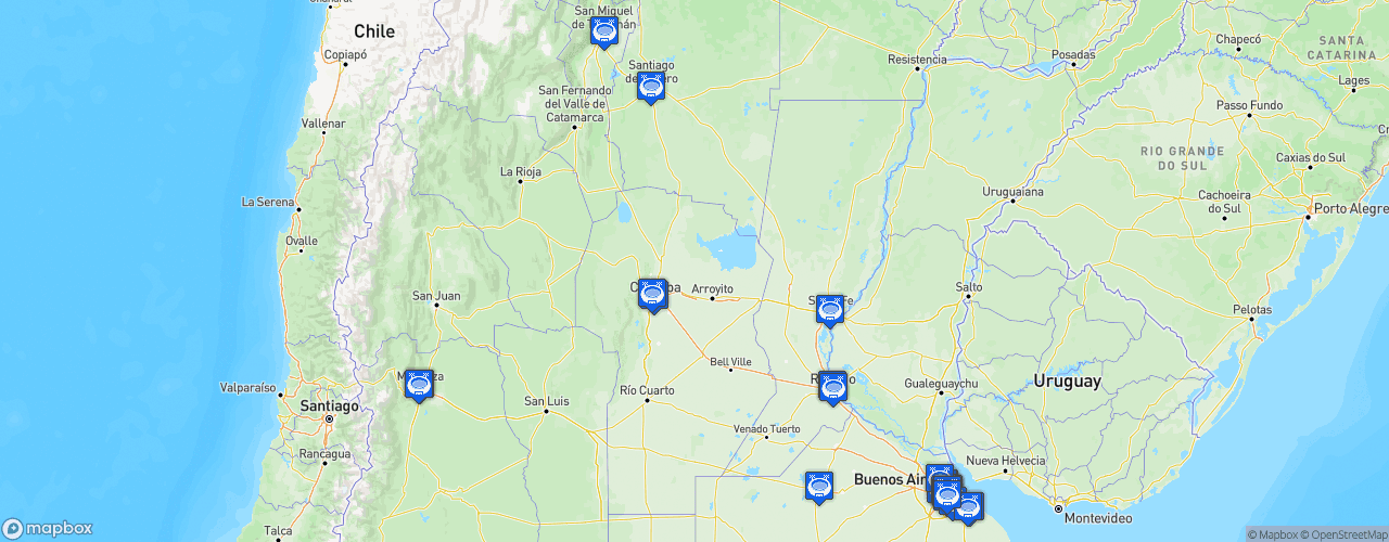 Static Map of Primera División de Argentina - Torneo Sur Finanzas 2024