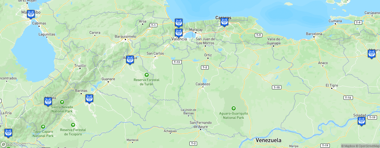 Static Map of Primera División de Venezuela - Saison 2024