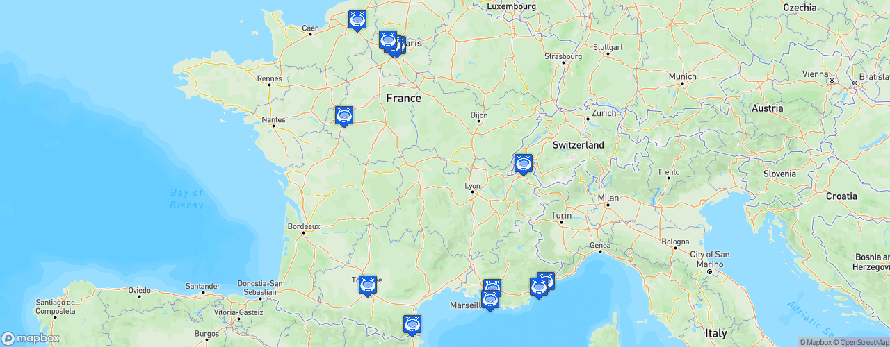 Static Map of FFFA D1 Elite - Saison 2024